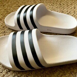 Adidas Adilette Aqua Slide - White/Black (Striped) | NWOT